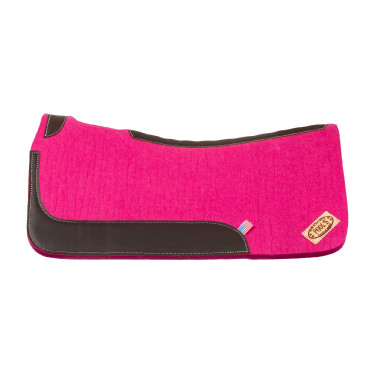 Tapis de selle western en feutre avec inserts en cuir 32"x32" Pool's Fuchsia Rose