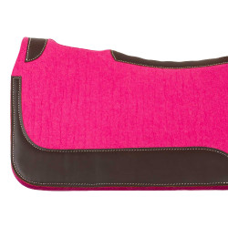 Tapis de selle western en feutre avec inserts en cuir 32"x32" Pool's Fuchsia Rose