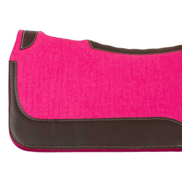 Tapis de selle western en feutre avec inserts en cuir 32"x32" Pool's Fuchsia Rose