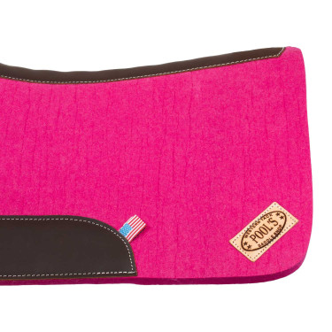 Tapis de selle western en feutre avec inserts en cuir 32"x32" Pool's Fuchsia Rose
