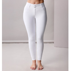 Pantalon Horseware taille haute femme Allora Alessandro Albanese grip genoux Blanc Pantalon Horseware taille haute femme Allora Alessandro Albanese grip genoux Blanc