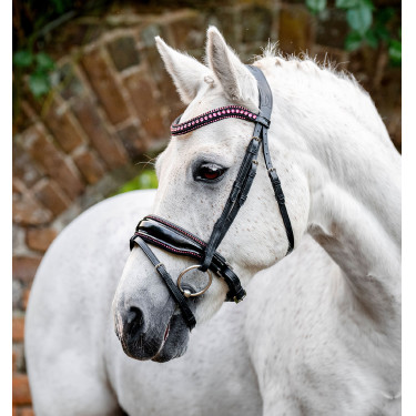 Bridon poney Horseware Diamante Flash Noir / rose