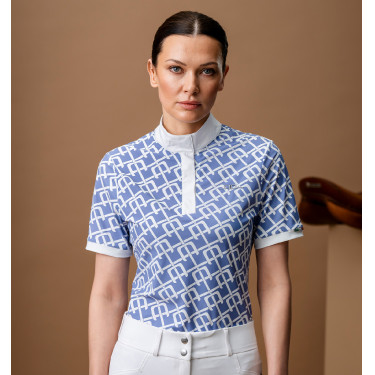 Polo de concours Horseware AA Alcina manches courtes Imprimé bleu monogram Motifs Polo de concours Horseware AA Alcina manches courtes Imprimé bleu monogram Motifs