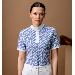 Polo de concours Horseware AA Alcina manches courtes Imprimé bleu monogram Motifs Polo de concours Horseware AA Alcina manches courtes Imprimé bleu monogram Motifs