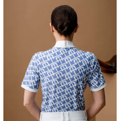 Polo de concours Horseware AA Alcina manches courtes Imprimé bleu monogram Motifs Polo de concours Horseware AA Alcina manches courtes Imprimé bleu monogram Motifs