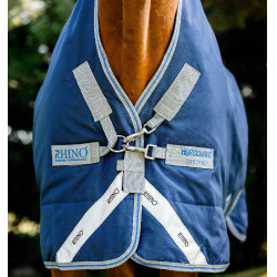 Couverture Horseware Rhino Wug Turnout 0g 100D Noir / gris titane / bleu classique