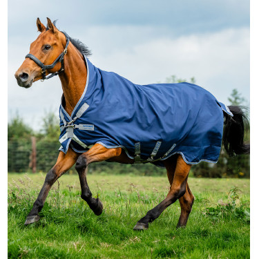 Couverture Horseware Rhino Wug Turnout 0g 100D Noir / gris titane / bleu classique