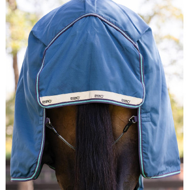 Couverture Horseware Rhino Turnout 100g 1000D Marine / gris / aqua / gris Bleu marine