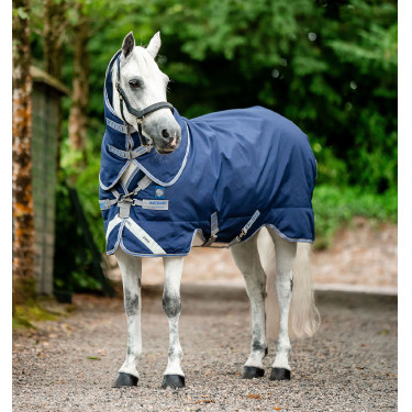 Couverture Horseware Rhino Plus Poney Turnout 0g 1000D Noir / gris titane / bleu classique