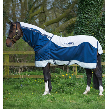 Couverture Horseware Rambo Summer Series V-Front Marine / gris Bleu