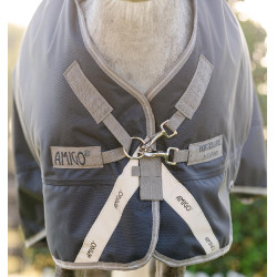 Couverture Horseware Amigo 1200D Plus Poney Turnout 50g Marine / gris titane / argent Bleu marine