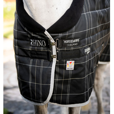 Couverture d'écurie Horseware Rhino 350g VL Noir / carreaux blanc gris Couverture d'écurie Horseware Rhino 350g VL Noir / carreaux blanc gris
