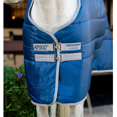Couverture d'écurie Horseware Amigo Ripstop Insulator Plus Poney 200g Marine / gris titanium Bleu marine