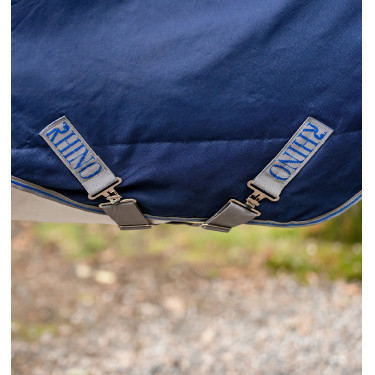 Couverture Horseware Rhino Plus Poney Turnout 100g 1000D Noir / gris titane / bleu classique