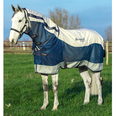 Couverture d'extérieur Horseware Rambo® Summer 0g disque avec doublure 100g 600D Marine / gris Bleu