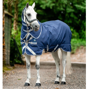 Couverture d'extérieur Horseware Rhino® Plus Poney 250g 1000D Noir / gris titane / bleu classique