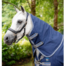 Couverture d'extérieur Horseware Rhino® Plus Poney 250g 1000D Noir / gris titane / bleu classique