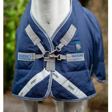 Couverture d'extérieur Horseware Rhino® Plus Poney 250g 1000D Noir / gris titane / bleu classique