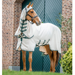Couverture integrale Horseware Rambo hoody Poney 0g Craie / vert chasseur / argent Blanc