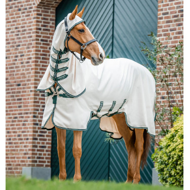 Couverture integrale Horseware Rambo hoody Poney 0g Craie / vert chasseur / argent Blanc