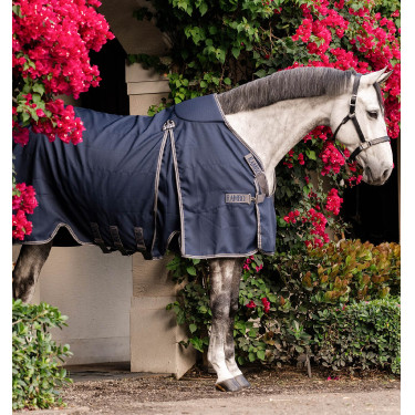 Couverture de box Horseware Rambo Optimo 0g Marine / orage / gris argent Bleu marine