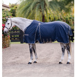 Couverture de box Horseware Rambo Optimo 0g Marine / orage / gris argent Bleu marine