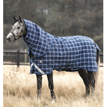 Couverture Horseware Rhino Plus Vari-Layer 450g 1000D Marine à carreaux / indigo Bleu marine