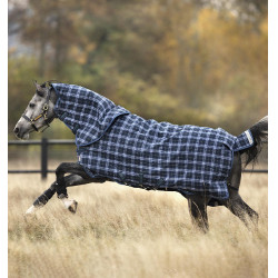 Couverture Horseware Rhino Plus Vari-Layer 450g 1000D Marine à carreaux / indigo Bleu marine
