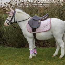Tapis de selle Kentucky Tête de Licorne Pailleté Rose pâle