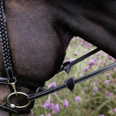Rênes équitation cuir souple avec arrêtoirs Dy'on