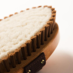 Brosse douce en poils nylon pour chevaux sensibles