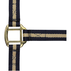 Licol nylon doublé cuir Norton Marine / beige Bleu