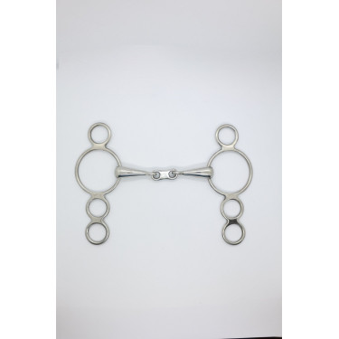 Mors Pessoa 3 anneaux double brisure lien plat 18 mm Harcour Inox Gris
