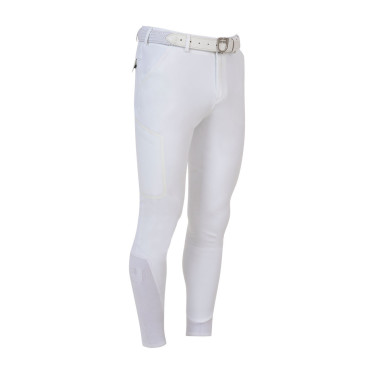 Pantalon homme slim fit Equestro Ridertechnology coutures thermosoudées Blanc Pantalon homme slim fit Equestro Ridertechnology coutures thermosoudées Blanc