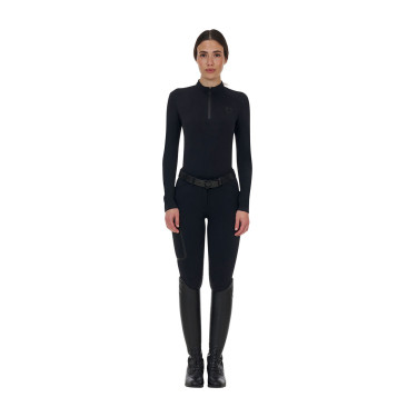 Pantalon slim fit femme Equestro Ridertechnology coutures thermosoudées Noir Pantalon slim fit femme Equestro Ridertechnology coutures thermosoudées Noir