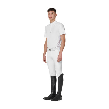 Pantalon homme slim fit Equestro Ridertechnology full grip Blanc
