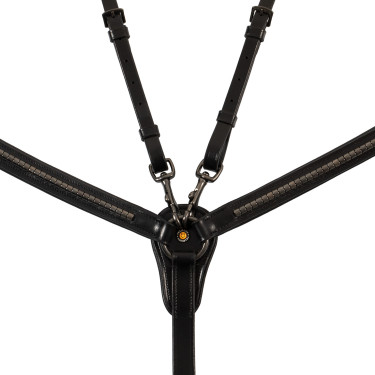 Collier de chasse Equestro avec fourche en cuir tanné et clincher noir