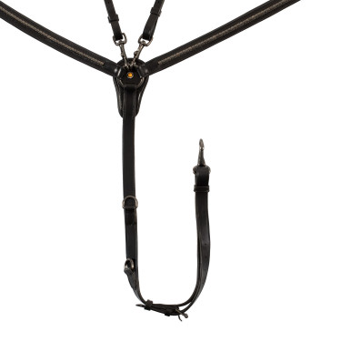 Collier de chasse Equestro avec fourche en cuir tanné et clincher noir