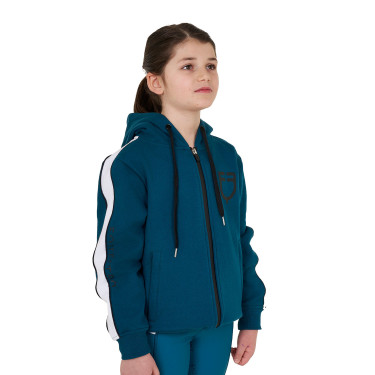 Sweat à capuche Equestro en coton pour fille avec fermeture éclair frontale Sweat à capuche Equestro en coton pour fille avec fermeture éclair frontale