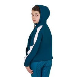 Sweat à capuche Equestro en coton pour fille avec fermeture éclair frontale Sweat à capuche Equestro en coton pour fille avec fermeture éclair frontale