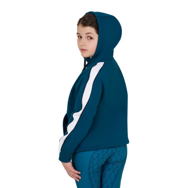 Sweat à capuche Equestro en coton pour fille avec fermeture éclair frontale Sweat à capuche Equestro en coton pour fille avec fermeture éclair frontale