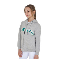Sweat à capuche Equestro zippé pour enfant avec inscription effet éponge