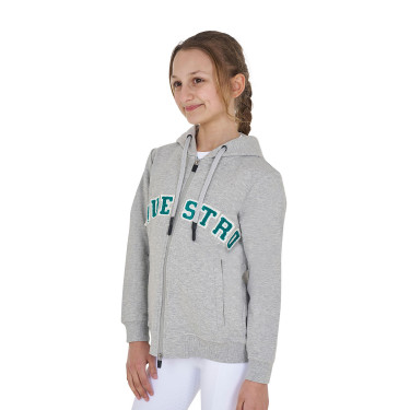 Sweat à capuche Equestro zippé pour enfant avec inscription effet éponge