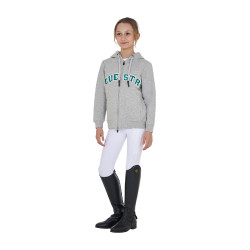 Sweat à capuche Equestro zippé pour enfant avec inscription effet éponge