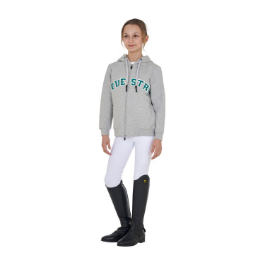 Sweat à capuche Equestro zippé pour enfant avec inscription effet éponge