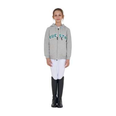 Sweat à capuche Equestro zippé pour enfant avec inscription effet éponge