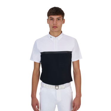 Polo de concours homme Equestro Ridertechnology manches courtes avec zip