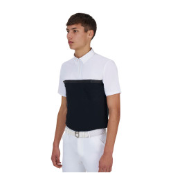 Polo de concours homme Equestro Ridertechnology manches courtes avec zip