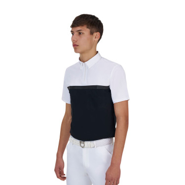 Polo de concours homme Equestro Ridertechnology manches courtes avec zip