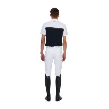 Polo de concours homme Equestro Ridertechnology manches courtes avec zip